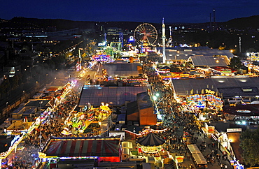 Night view, overlooking Cannstatt Festival, Stuttgart Beer Festival, Stuttgart, Baden-Wuerttemberg, Germany, Europe