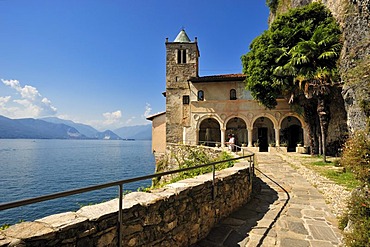 Monastery and pilgrimage church of Santa Caterina del Sasso, Lago Maggiore lake, Lombardy, Varese, Italy, Europe