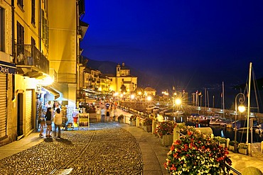 Promenade with pilgrimage church of Santa Pieta, Lago Maggiore lake, Cannobio, Piedmont, Italy, Europe