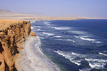 Rocky cliffs, Pacific coast in Paracas, Peru, South America