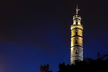 Nelson Monument at dusk, Calton Hill, Edinburgh, Lothian Region, Scotland, United Kingdom, Europe