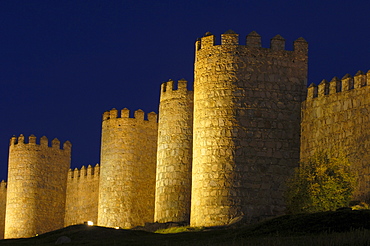 avila city wall at dusk, Castilla-Leon, Spain, Europe