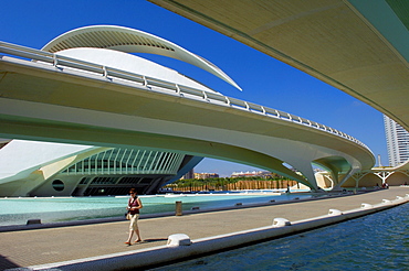 Monteolivete bridge at City of Arts and Sciences, by S. Calatrava, Valencia, Comunidad Valenciana, Spain, Europe