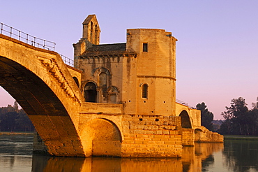 Saint Benezet bridge over Rhone river, Avignon, Vaucluse, Provence-Alpes-Cote d'Azur, Rhone valley, Provence, France, Europe