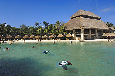 Beach area, Xcaret, Eco-archeological park, Playa del Carmen, Quintana Roo state, Mayan Riviera, Yucatan Peninsula, Mexico