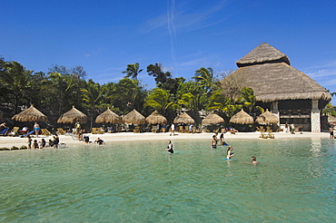 Beach area, Xcaret, Eco-archeological park, Playa del Carmen, Quintana Roo state, Mayan Riviera, Yucatan Peninsula, Mexico