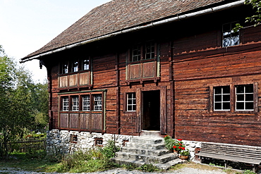 Haus Fuessinger house from Siebratsreute, from 1705, Rhine valley house-style, Wolfegg farmhouse museum, Allgaeu region, Upper Swabia, Baden-Wuerttemberg, Germany, Europe