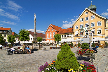 Marienplatz square in the historic town of Immenstadt, Allgaeu, Bavaria, Germany, Europe