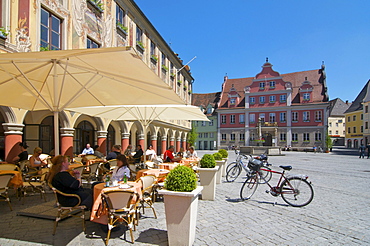 Marketplace with the Tax House and Guildhouse in Memmingen, Allgaeu, Bavaria, Germany, Europe