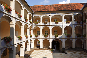 Courtyard of Piber Castle at Koeflach, Styria, Austria, Europe