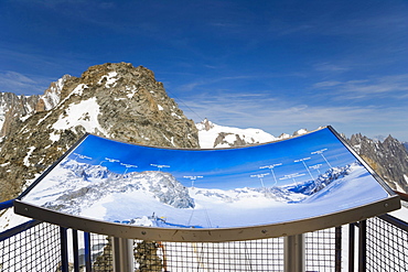 Grand Flambeaux, Aiguille du Midi from Glacier's sun terrace at Punta Helbronner, Funivie Monte Bianco, Mont Blanc funicular, Mont Blanc Massif, Alps, Italy, Europe