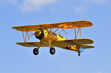 Biplane Boeing Stearman PT-17, Europe's largest meeting of vintage planes at Hahnweide, Kirchheim-Teck, Baden-Wuerttemberg, Germany, Europe