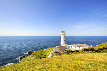 Lighthouse on the coast of Trevose Head on the north coast of Cornwall, England, United Kingdom, Europe