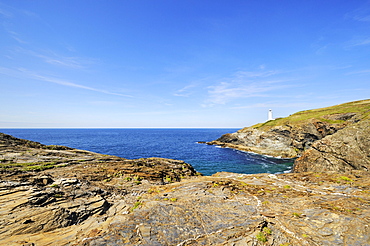 Shale rock on the coast of Trevose Head on the north coast of Cornwall, England, United Kingdom, Europe