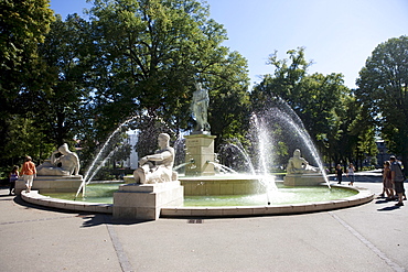 Monument and fountain of Admiral AJ Bruat, Parc de Rapp, Colmar, Alsace, France, Europe