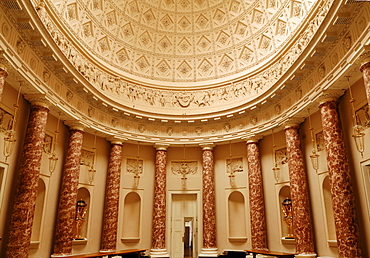 Decorative lobby with dome, detail of Stowe School, private school since 1923, architecture from 1770, Classicism, Stowe, Buckingham, Buckinghamshire, England, United Kingdom, Europe