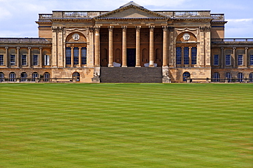 Stowe School seen from the garden side, the school since 1923, architecture from 1770, Classicism, Stowe, Buckingham, Buckinghamshire, England, United Kingdom, Europe