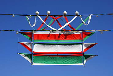 National flag, decorations for a public holiday, Keszthely, Lake Balaton, Balaton, Hungary, Europe