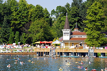 Hot springs, thermal spa in Heviz, Lake Balaton, Balaton, Hungary, Europe