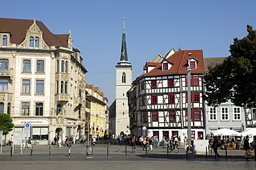 Domplatz square with All Saints Church, Erfurt, Thuringia, Germany, Europe