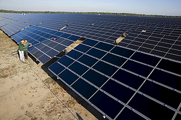 Germany's largest solar farm in Lieberose, Spreewald, Brandenburg, Germany, Europe