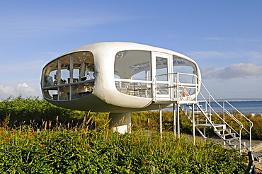 Former coastguard station by the architect Ulrich Muether on the beach of the Baltic resort Binz, Ruegen Island, Mecklenburg-Western Pomerania, Germany, Europe