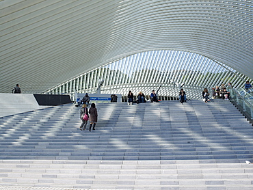 Stairway, Gare de Liege-Guillemins, architect Santiago Calatrava, Liege, Belgium, Europe