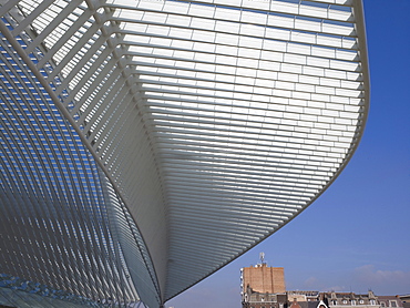 Architectural roof detail of the station in Liege-Guillemin, Belgium, Europe