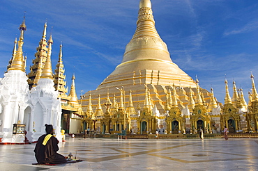 Golden stupa, Shwedagon pagoda, temple, Rangoon, Yangon, Burma, Myanmar, Asia