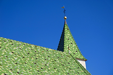 Green church roof, Prissiano, Trentino, Alto Adige, Italy, Europe