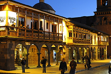 Night scene, Plaza de Armas Cusco, Cusco, Inca settlement, Quechua settlement, Peru, South America, Latin America