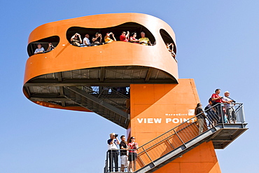 Tourists on a vantage point in the port of Hamburg, Hamburg, Germany, Europe