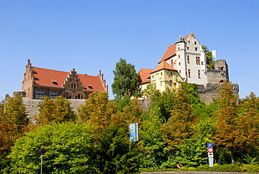 Outer castle, defence wall and the great hall, Old Castle, Alzenau in Lower Franconia, Spessart, Bavaria, Germany, Europe