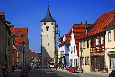 Town Gate Tower, Hassfurt, Hassberge district, Lower Franconia, Bavaria, Germany, Europe