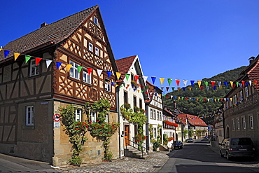 Lane in the historic town centre in Zeil am Main, Hassberge district, Lower Franconia, Bavaria, Germany, Europe