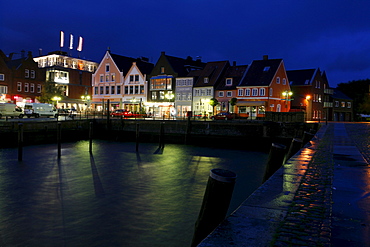 Husum harbour, in the evening, stormy weather, Schleswig-Holstein, Germany, Europe