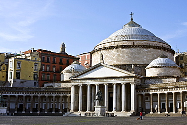 The Church of San Francesco di Paola, 1824, neoclassical architecture, in the Square of the Plebiscito, landmark of Naples, Campania, Italy, Europe