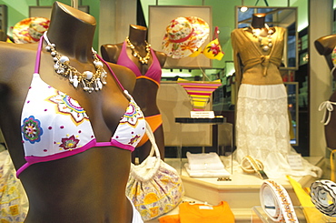 Boutique in the Via Vittorio Emanuele II, bikini, beachwear, shopping, Como, Lake Como, Lombardy, Italy, Europe