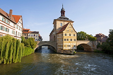 Old Town Hall on the Pegnitz River, Upper Bridge, Bamberg, Franconia, Bavaria, Germany, Europe