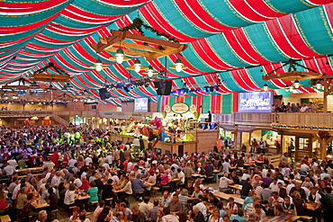 Crowded beer tent at the Stuttgart Beer Festival, Schwabenwelt, Cannstatter Volksfest, Stuttgart, Baden-Wuerttemberg, Germany, Europe