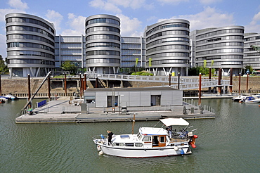 Five Boats office building, Duisburg Marina, Inner Harbour, Duisburg, North Rhine-Westphalia, Germany, Europe