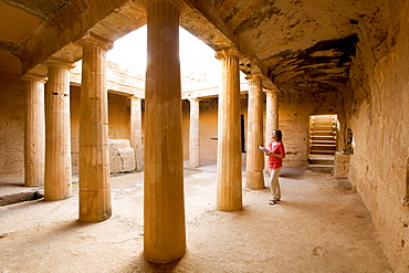 Author Monica Gumm in the ruins of a royal tomb, Cyprus, Greece, Europe