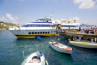 Ferry, Aeolian Islands - Sicily, waterfront of Panarea island, Aeolian Islands, Sicily, Italy, Europe