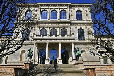 Academy of Fine Arts with riders equestrian statues of Castor and Pollux by Max von Widnmann, Munich, Bavaria, Germany, Europe