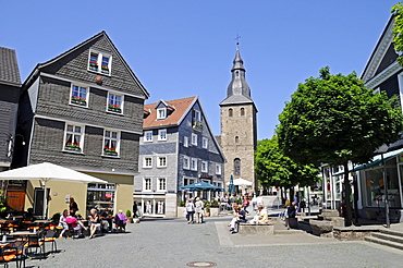 Bell tower, Johanniskirche, St. John's Church, historic town, Hattingen, North Rhine-Westphalia, Germany, Europe