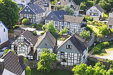 Town view with half-timbered houses, historic town, Blankenstein, Hattingen, North Rhine-Westphalia, Germany, Europe