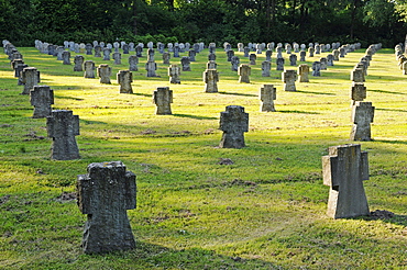 Stone crosses, military graves, military cemetery, Eversberg, Meschede, Sauerland region, North Rhine-Westphalia, Germany, Europe