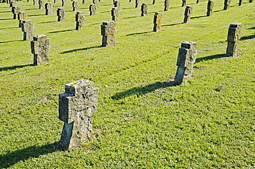 Stone crosses, military graves, military cemetery, Eversberg, Meschede, Sauerland region, North Rhine-Westphalia, Germany, Europe