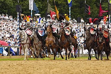 Knights riding into the arena, Knights' Tournament in Kaltenberg, Upper Bavaria, Bavaria, Germany, Europe