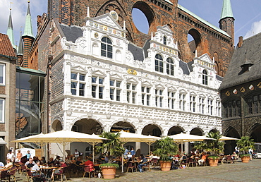 Renaissance facade of the town hall in Luebeck, Schleswig-Holstein, Germany, Europe